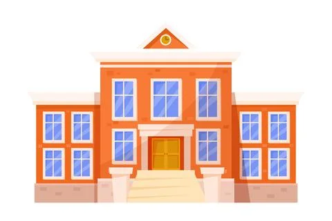 School Building Red Brick Construction for Study Vector Illustration Ilustración de archivo