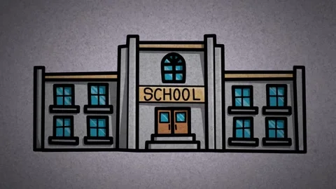 School building Sketch and 2d animation Vídeos de archivo 207054699