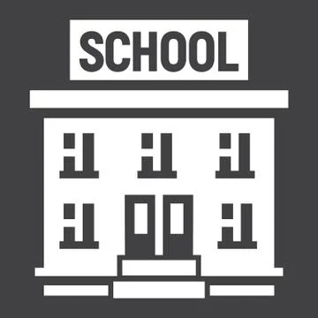 School building solid icon, Education and learn Stock Illustration