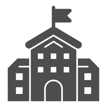 School building solid icon, education concept, high school silhouette sign on Ilustración de archivo