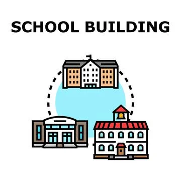 School building types concept vector illustration Stock Illustration