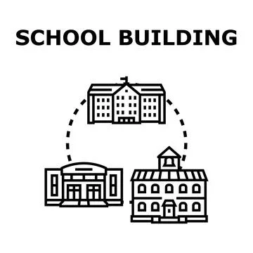 School building types concept vector illustration Stock Illustration