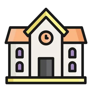 School building vector flat icon, school and education icon. Ilustración de archivo