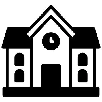 School building vector glyph icon, school and education icon. Ilustración de archivo