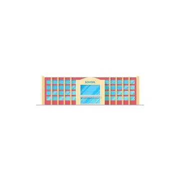 School building vector icon, exterior design. Ilustración de archivo