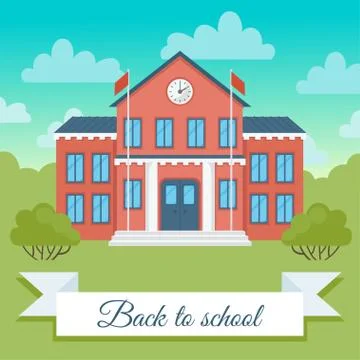 School building  vector  illustration. Stock Illustration