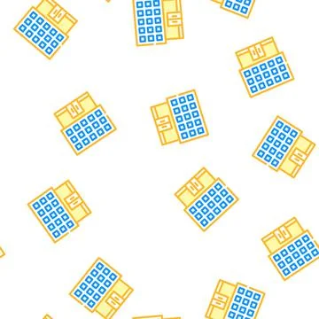 School building vector seamless pattern line Stock Illustration