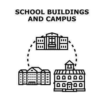 School buildings campus learning education vector concept Stock Illustration