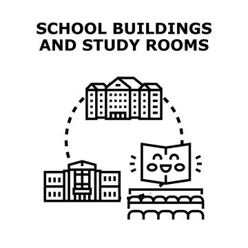 School buildings, study rooms, and educational campus concept Stock Illustration