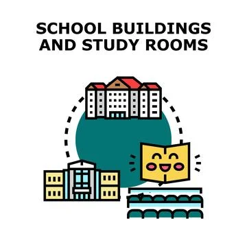School buildings, study rooms, and educational campus concept Stock Illustration