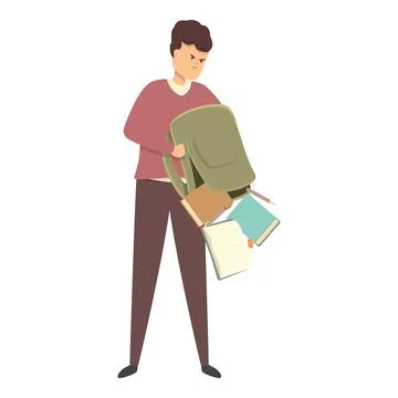 School bully backpack icon cartoon . Child abuse Stock Illustration