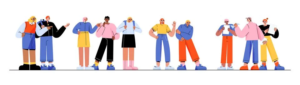 School bully torment classmates, aggressive teens Stock Illustration