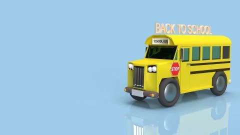School bus 3d rendering for back to school content.. Stock Illustration