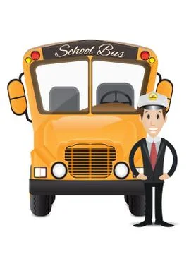 School bus and bus driver illustration  Stock Illustration