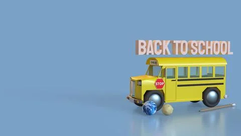 The School bus for Back to school concept 3d rendering. Stock Illustration