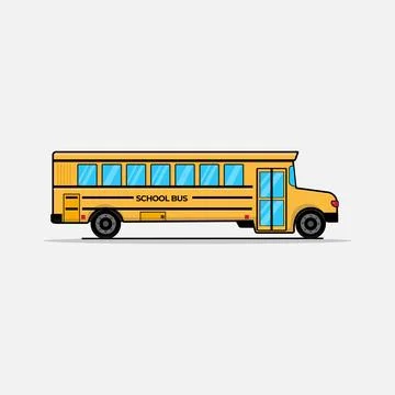 School Bus Cartoon Vector Illustration. Education Transportation Icon Concept Stock Illustration