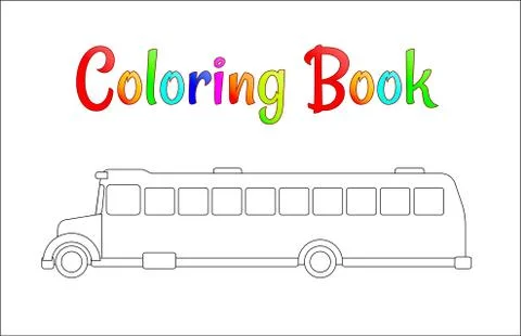 School bus coloring page, back to school concept, kids school vector Stock-Illustration