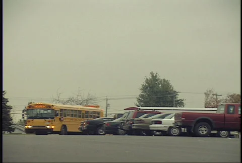 School Bus Drive By 1 Stock Footage 95517