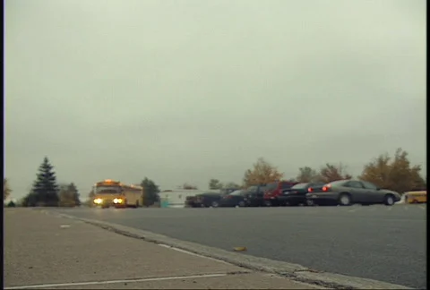School Bus Drive By 2 Stock Footage 95515