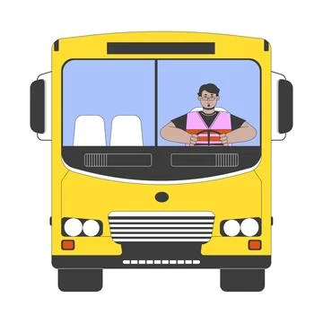 School bus driver arab man 2D cartoon character Stock Illustration
