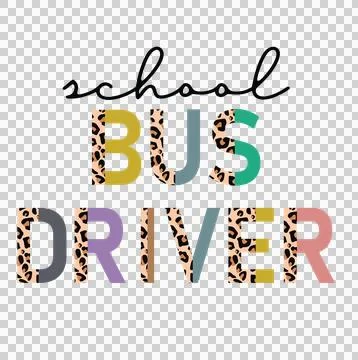 School Bus Driver Sans Serif Text typographic black white Stock-Illustration