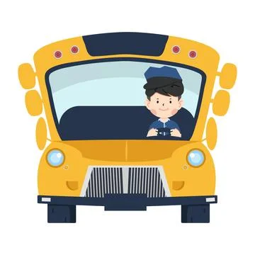 School bus driver vector cartoon Stock Illustration