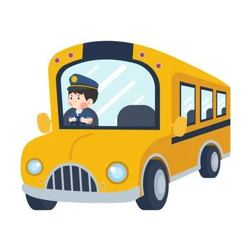 School bus with driver vector Stock Illustration