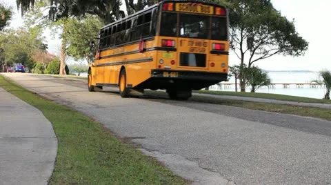 School Bus Driving Down Road 1 Video stock 20453881
