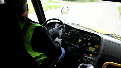 School bus drriver driving Stock Footage 190716825