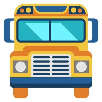 School bus flat icon. Transport front view Stock Illustration