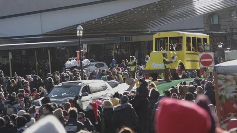 School bus float santa claus parade Stock Footage 120037637