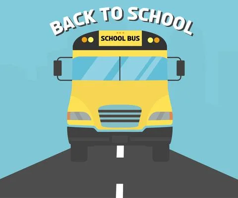 School bus front view, Back to school theme logo design. Stock Illustration