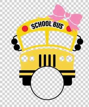 School Bus Front View Of Silhouette With Bow circle Stock-Illustration