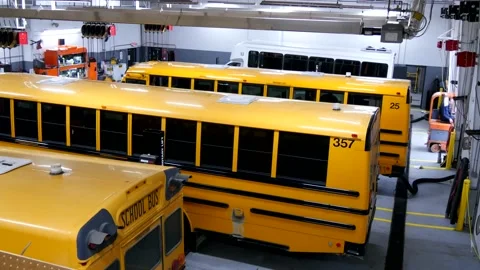 School bus garage Stock Footage 190716807