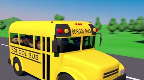 School bus goes to school. The bus carries children to school. Stock Footage 65331811