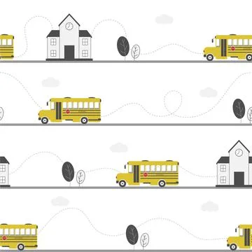 School bus on going to school Stock Illustration