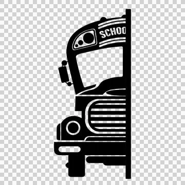 School Bus With Headlight And Window In Black Stock-Illustration