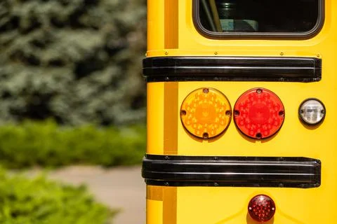 School bus headlights. Back to school concept. Foto stock