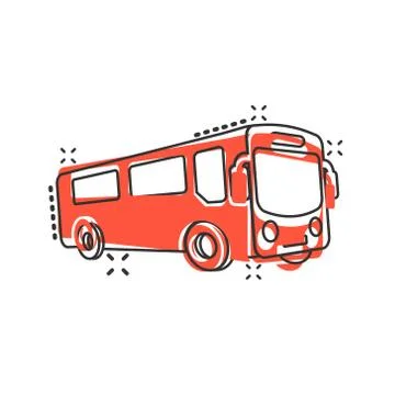 School bus icon in comic style. Autobus vector cartoon illustration on white  Stock Illustration