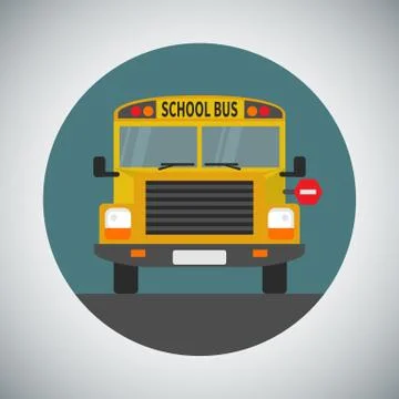 School bus icon in flat style Stock Illustration