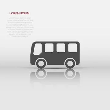 School bus icon in flat style. Autobus vector illustration on white isolate.. Stock Illustration