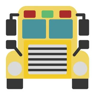 School bus icon in Flat Style. Color Fill. Isolated on White Background Stock Illustration