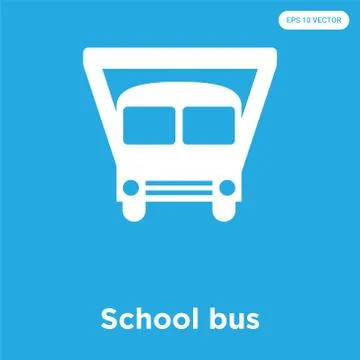School bus icon isolated on blue background Free Stock Illustration
