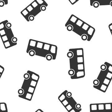 School bus icon seamless pattern background. Autobus vector illustration on w Stock Illustration
