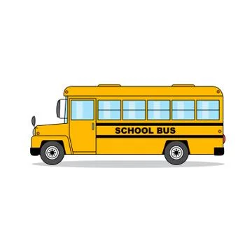 School bus isolated on white background. Cartoon illustration. Stock Illustration