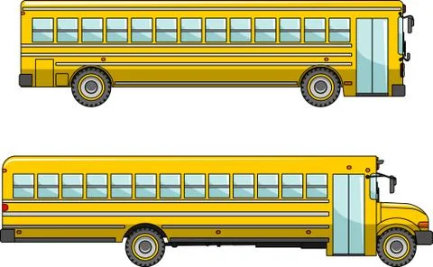 School bus isolated on white background in flat style Illustrazione stock