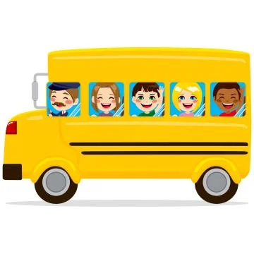 School Bus Kids Stock Illustration