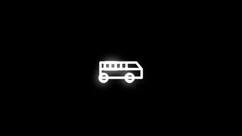 School Bus Line Icon Animation Loop Black Background Stock Footage 337927494