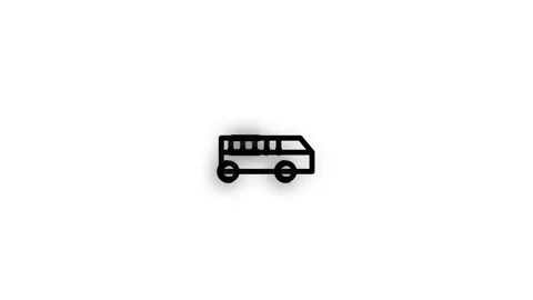 School Bus Line Icon Animation Loop White Background Stock Footage 337927497
