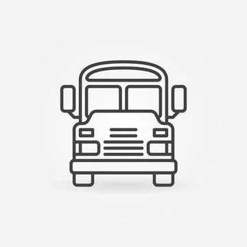 School Bus line icon. Schoolbus vector outline symbol Stock Illustration